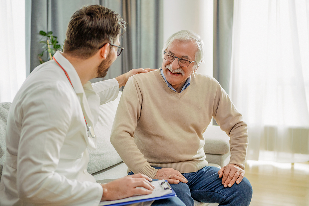 Doctor discusses care options with senior patient