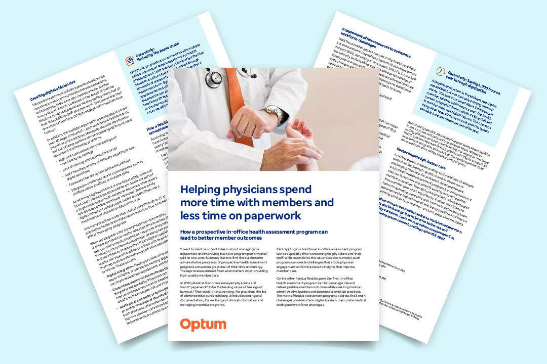 White paper titled 'Helping physicians spend more time with members and less time on paperwork'