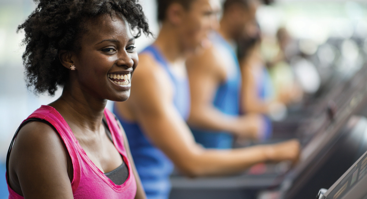 group working out in a fitness room