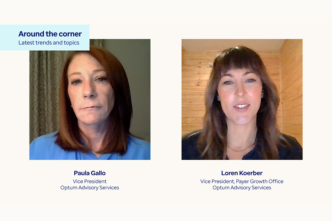 Still frame from video of 2 speakers talking, Paula Gallo and Loren Koerber