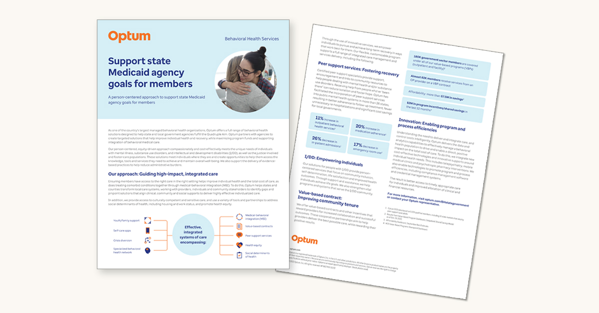Support State Medicaid Goals for Members | Optum 