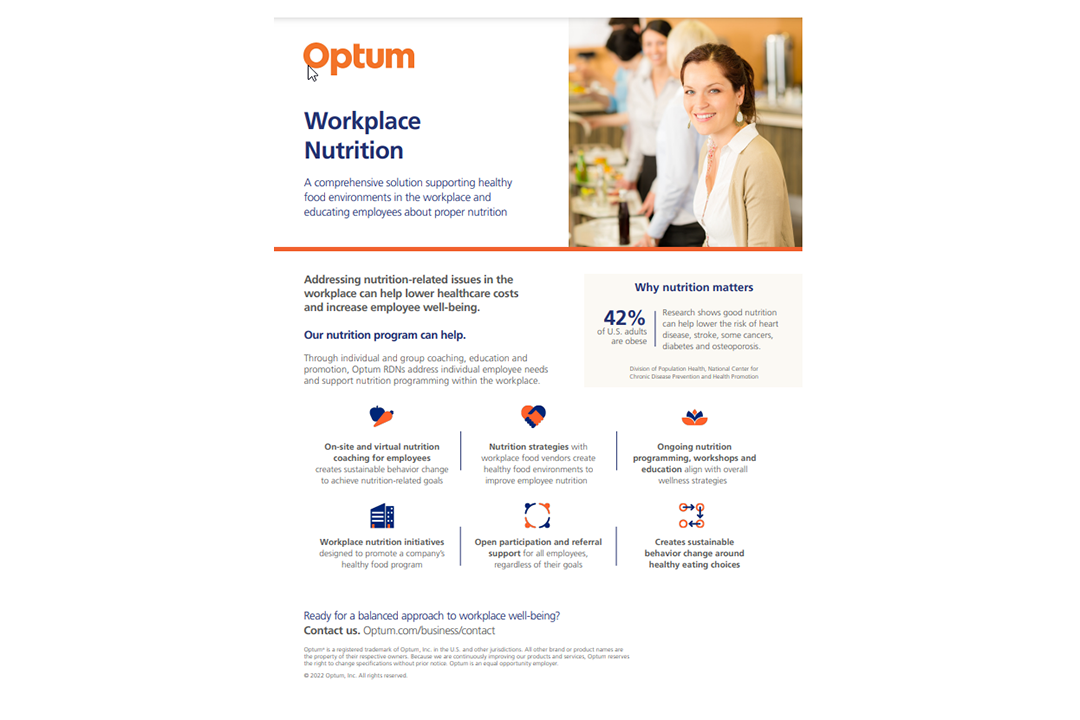 Thumbnail of Workplace Nutrition fact sheet