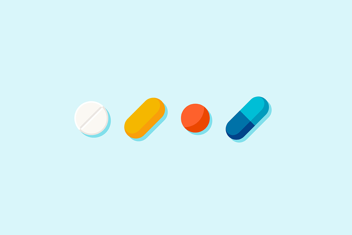illustration prescription medications of different colors and shapes